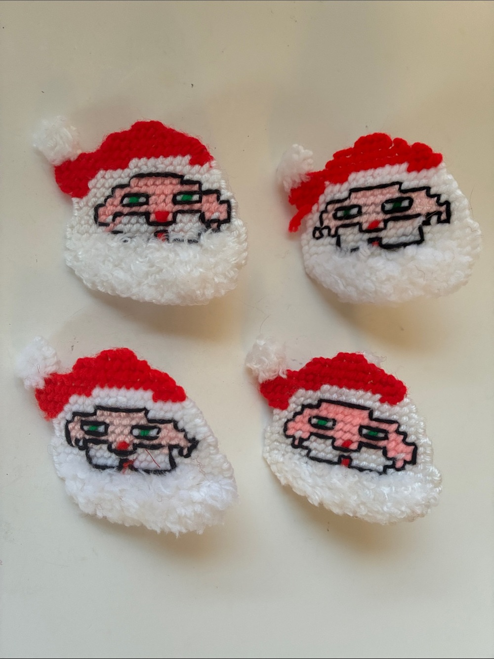 Handmade Vintage Napkin Rings Christmas Bearded Santa Red & White